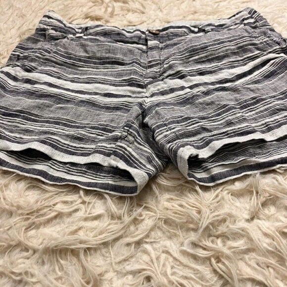 Artisan Ny Women’s Boho Striped Blue & White Linen Summer Short Mid Rise Size 4 - Picture 9 of 10